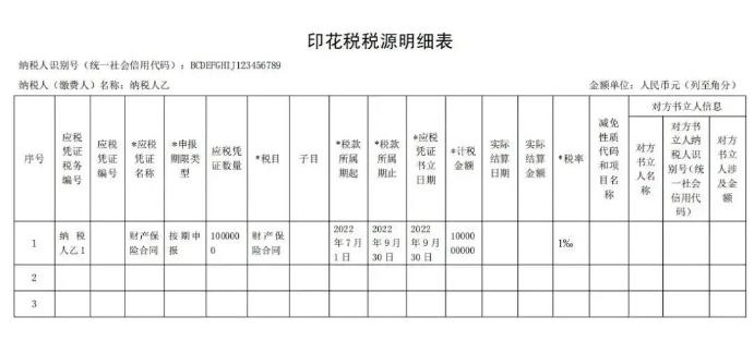 乙印花税税源明细表